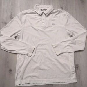 Travis Mathew Zinna Long Sleeve Polo Mens Medium White Golf Performance